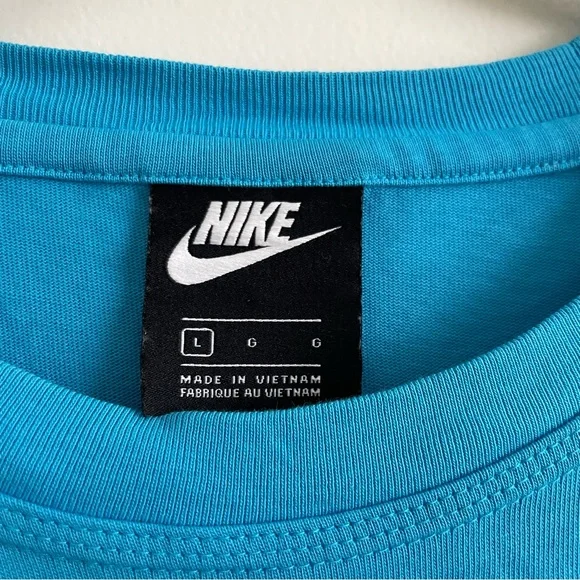 Nike Loose Fit Long Sleeve Color Block Tee Blue White L Large - Picture 6 of 8